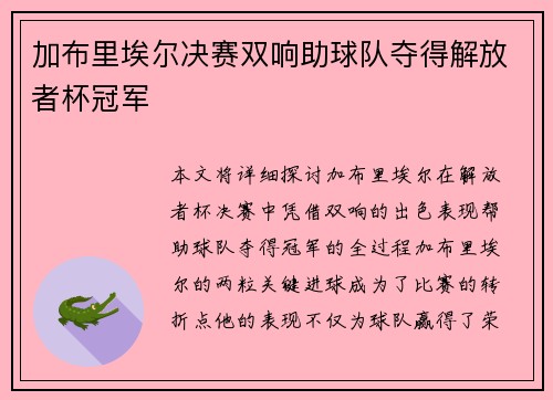 加布里埃尔决赛双响助球队夺得解放者杯冠军 加布里埃尔决赛双响助球队夺得解放者杯冠军